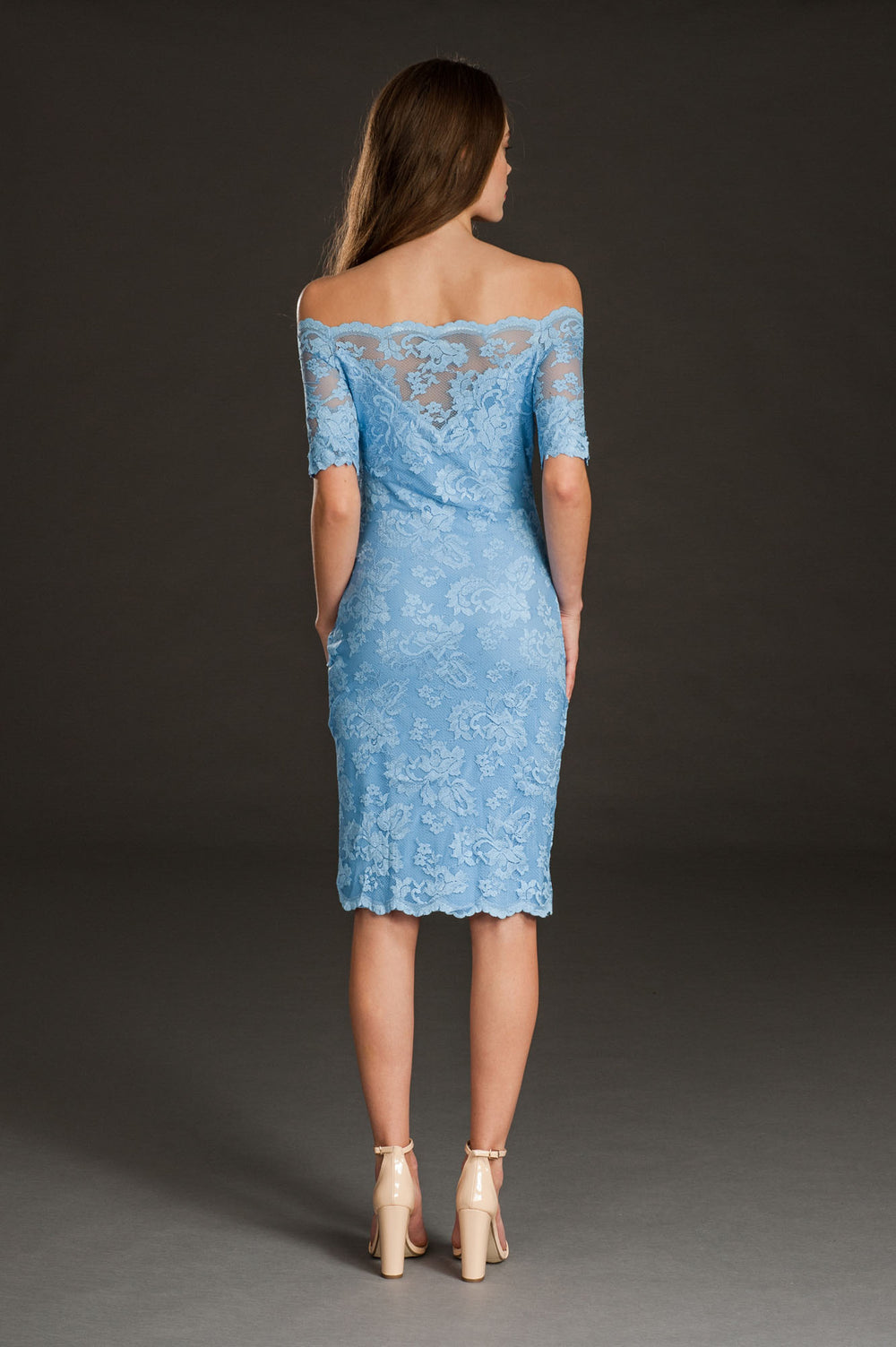 Off-Shoulder Lace Dress with Swarovski-1