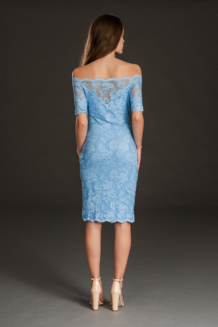 Off-Shoulder Lace Dress with Swarovski-1