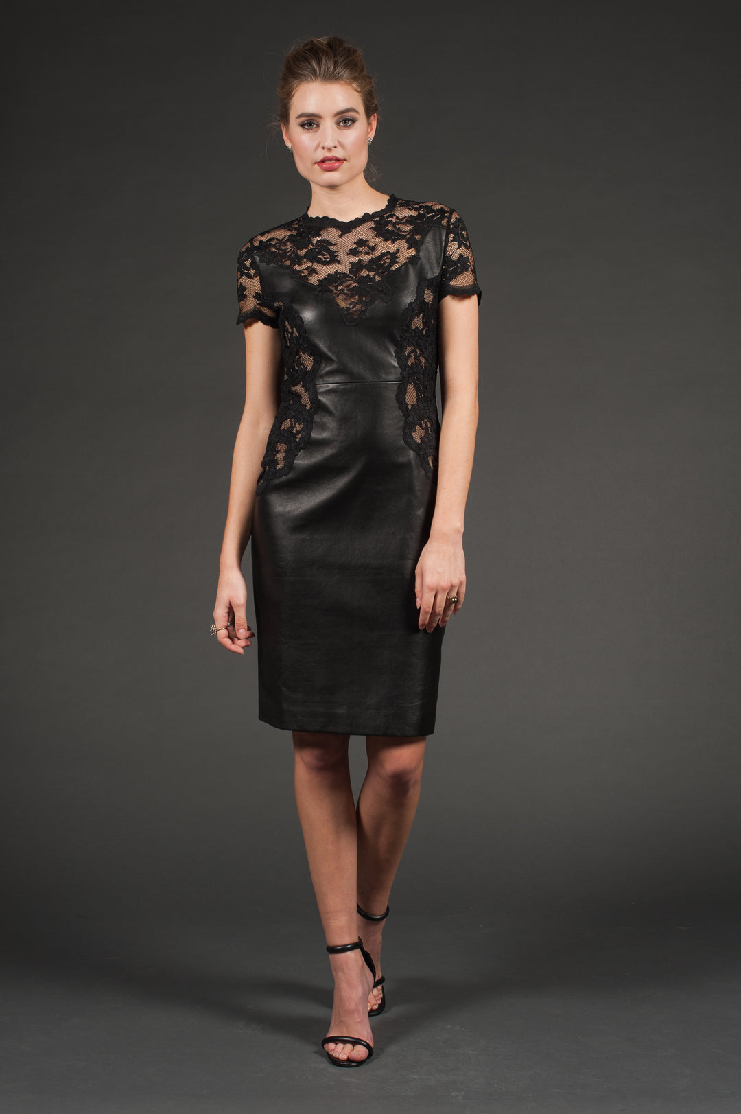 Black Leather & Lace Dress-0