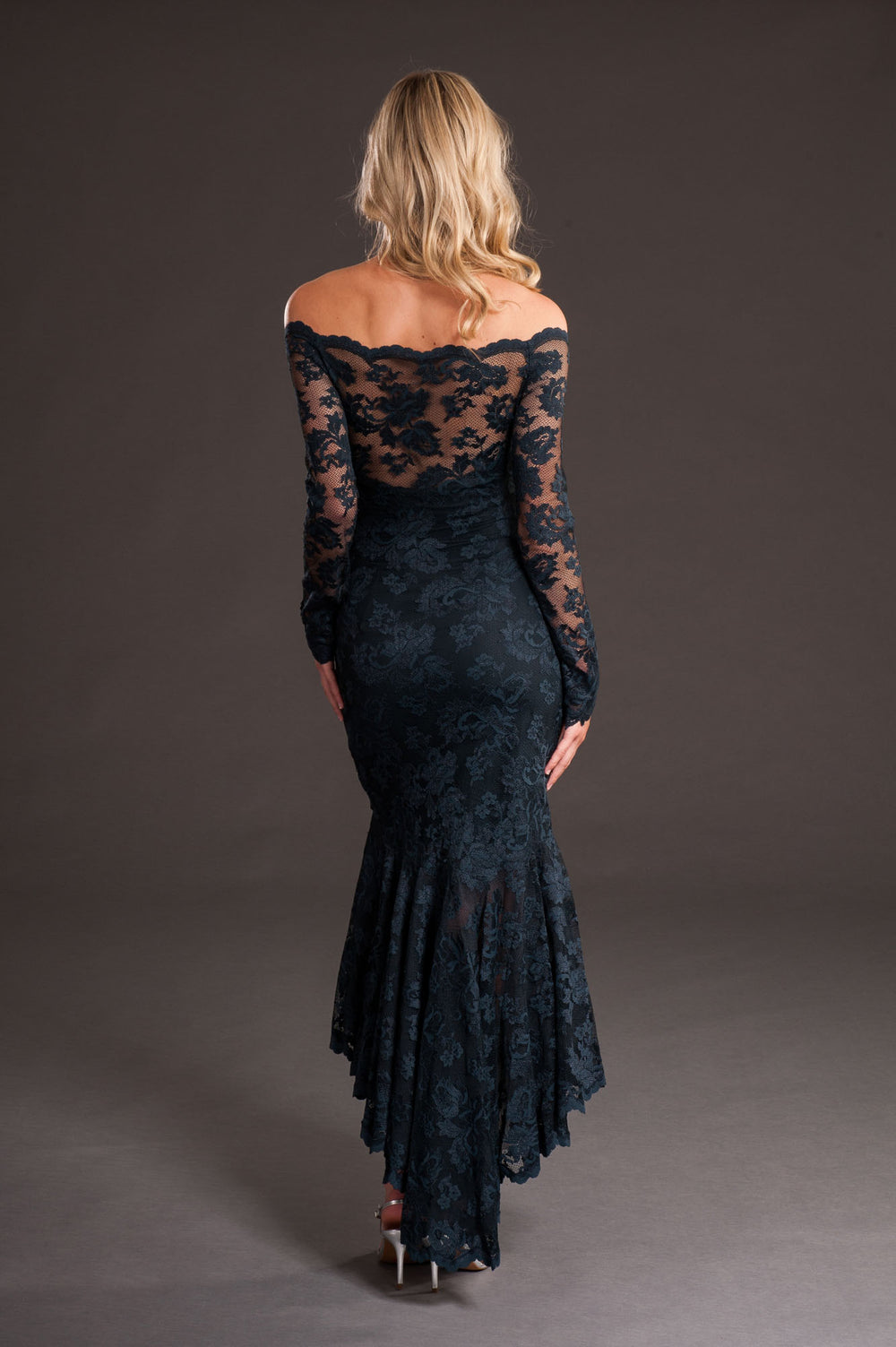 Off-Shoulder High Low Lace Dress-1