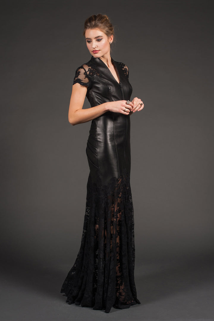 Black Long Leather Gown-1