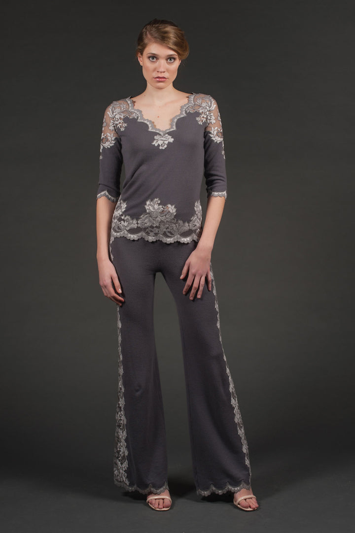 Grey Cashmere & Lace Sweater-2