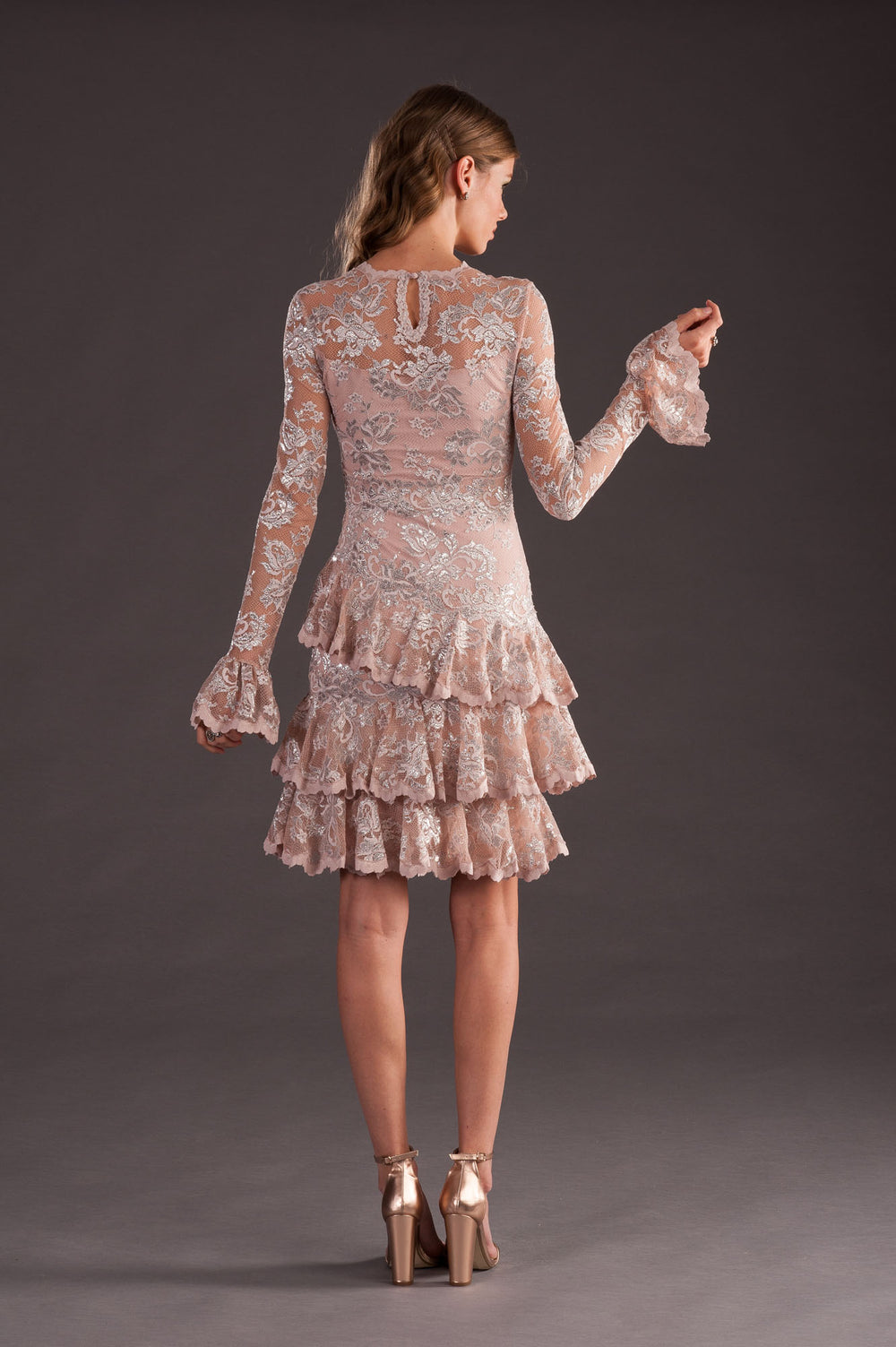 Cocktail Dress with Ruffled Sleeves-1