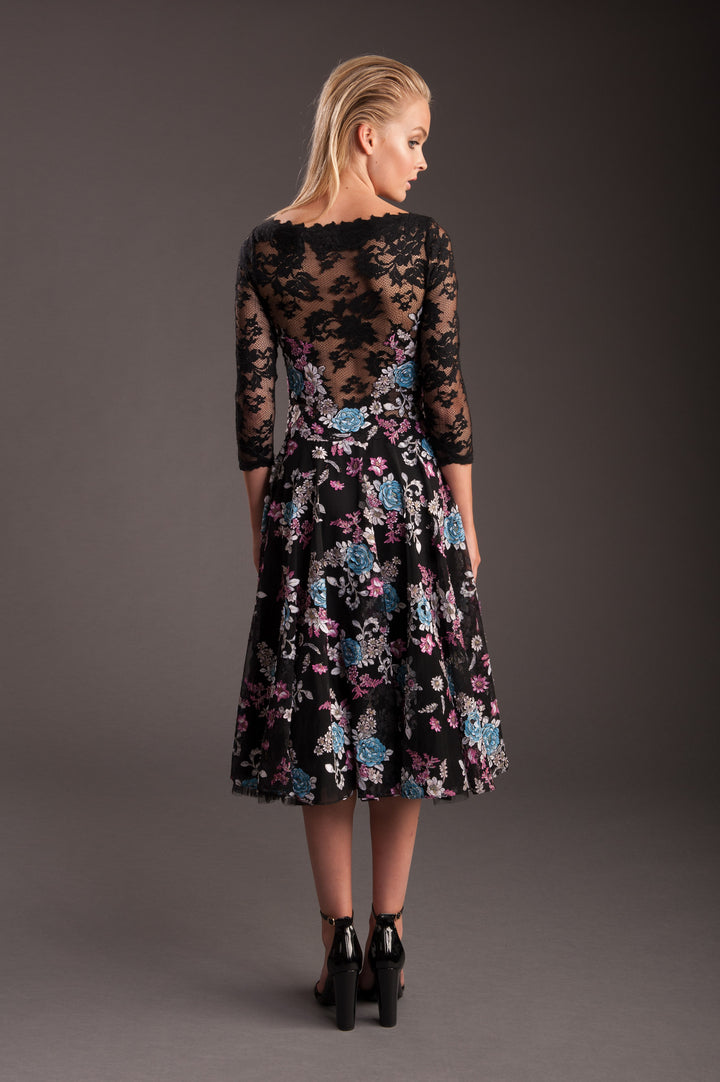 Floral Black Lace Dress-1