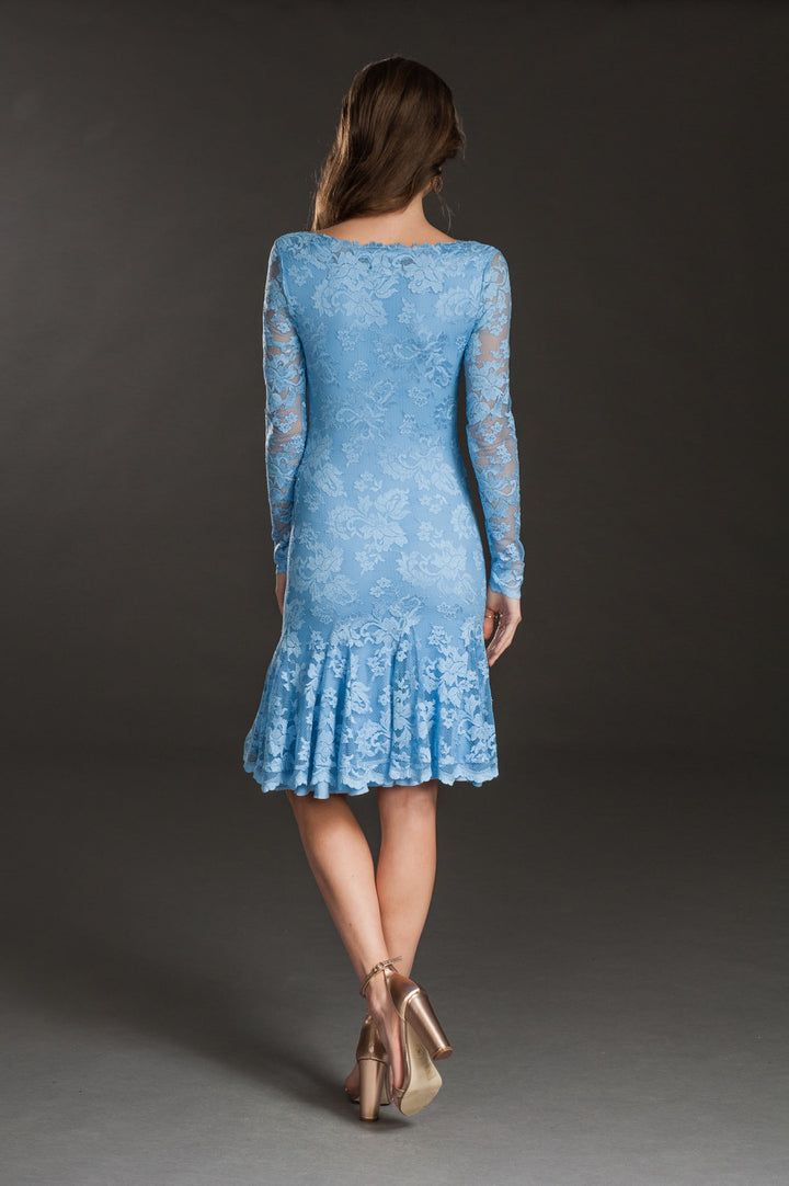 Lace Cocktail Dress with Long Sleeves-2