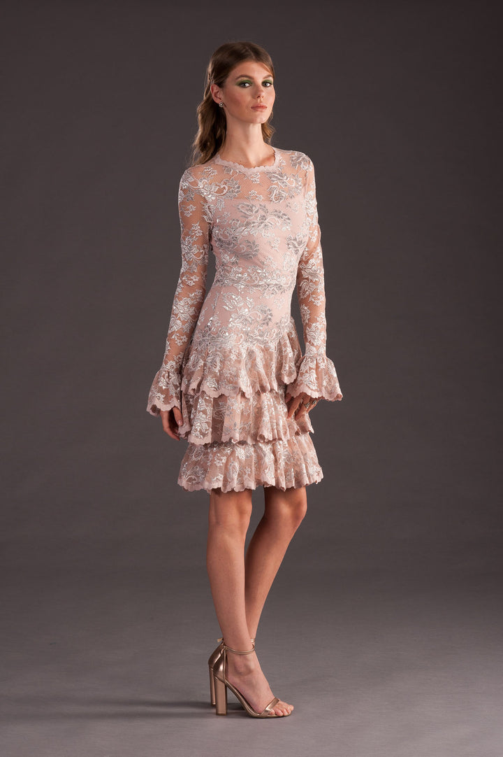 Cocktail Dress with Ruffled Sleeves-2