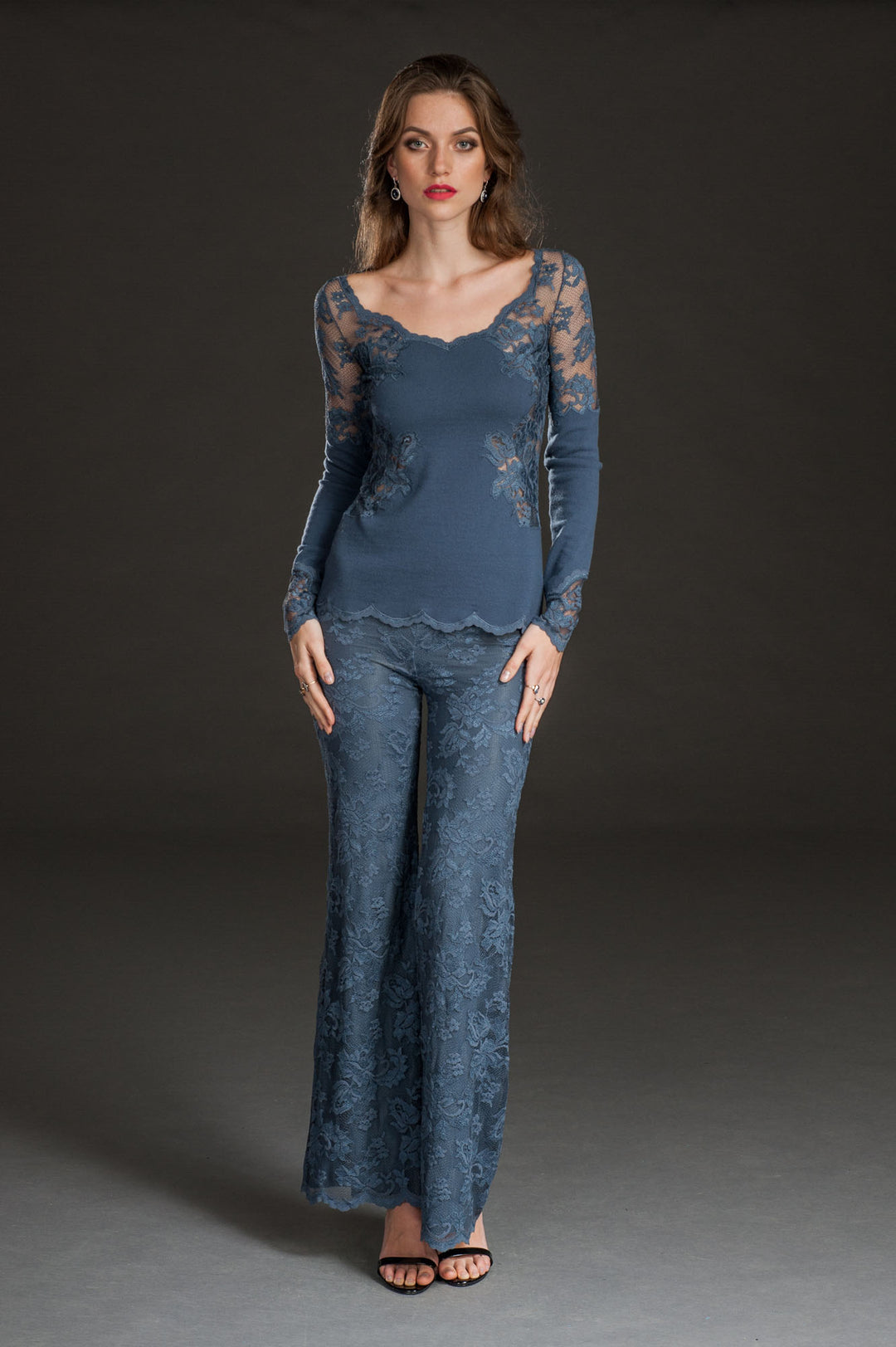 Blue Cashmere & Lace Sweater-0