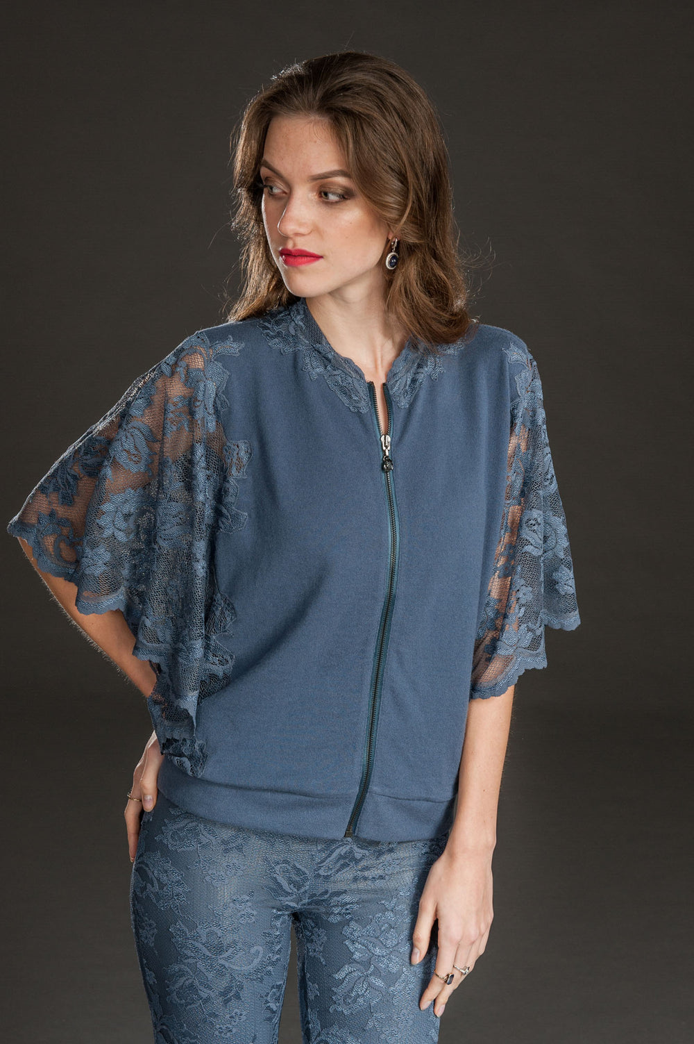 Blue Cashmere Bomber-1