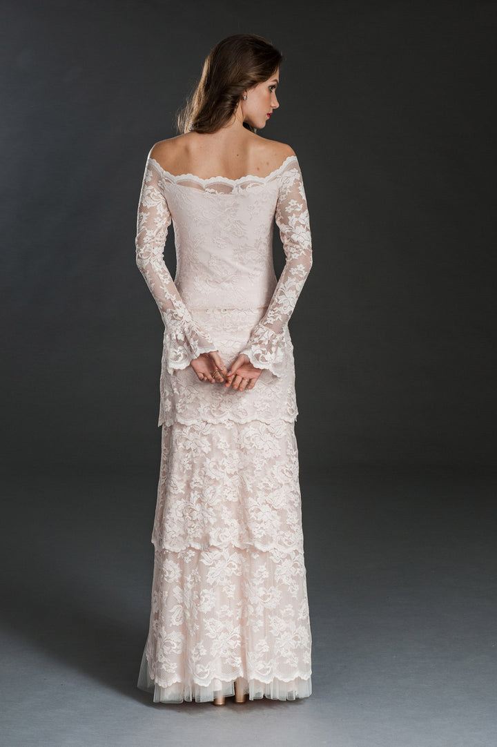 Floor Length Lace Skirt with Layers-2