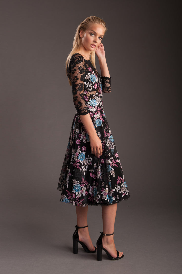 Floral Black Lace Dress-2