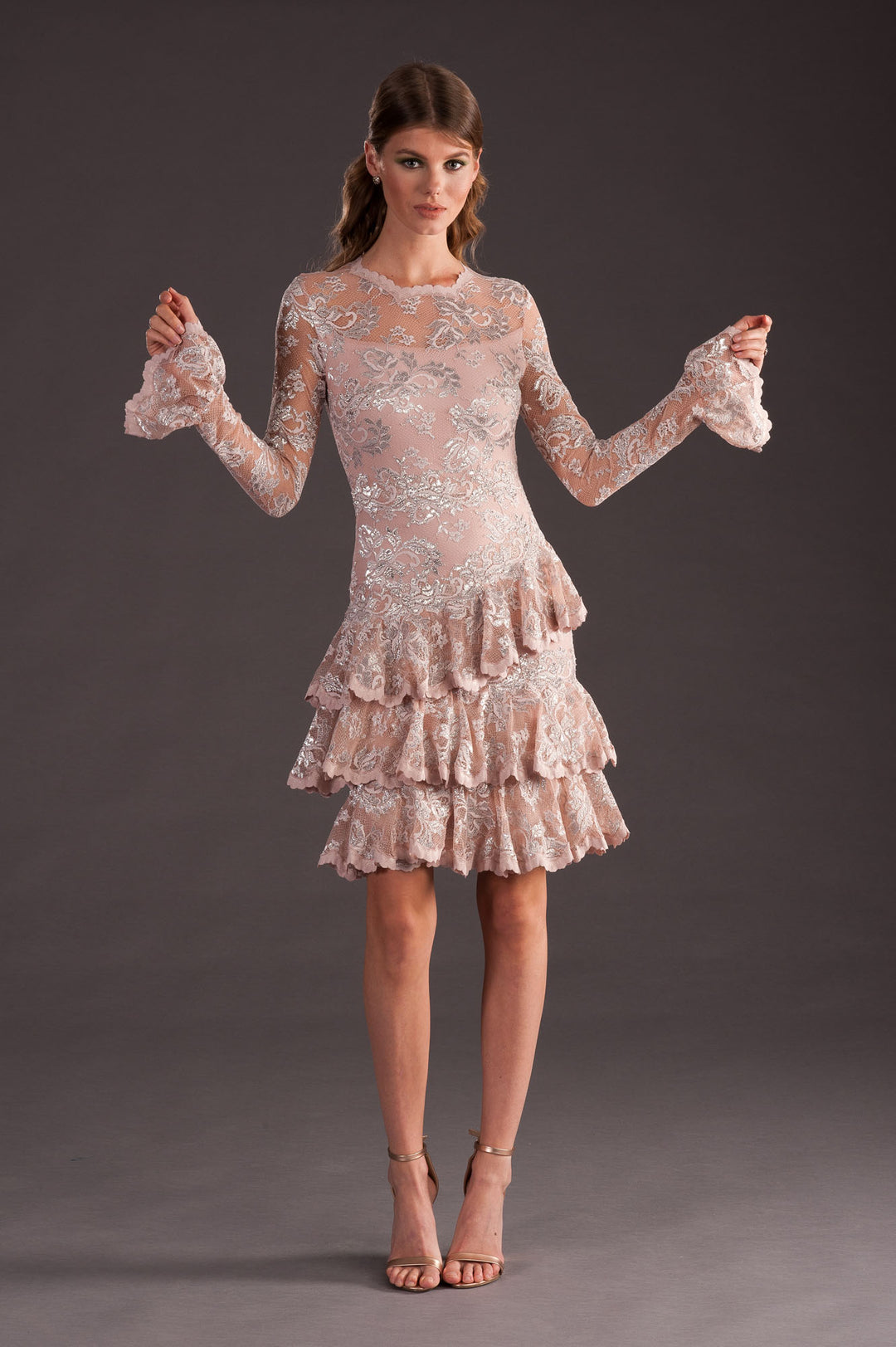 Cocktail Dress with Ruffled Sleeves-0