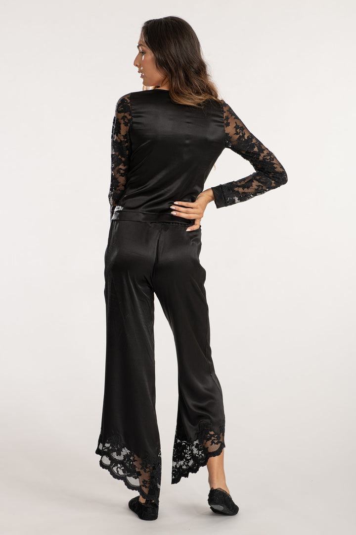 Silk Pajama Pants with Lace-3
