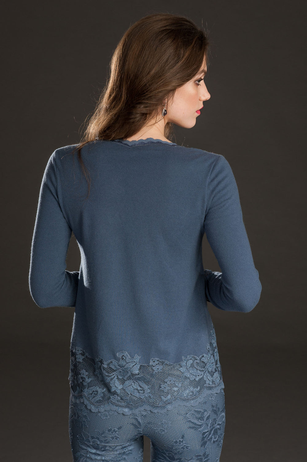 Blue Cashmere & Lace Blouse-1
