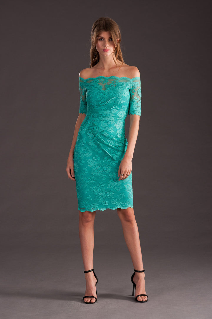 Off-Shoulder Lace Dress with Swarovski-3