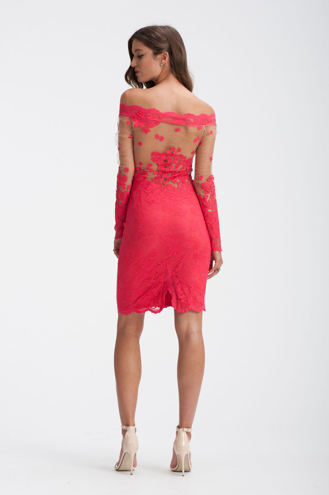 Elegant Cocktail Lace Off-Shoulder Dress-2