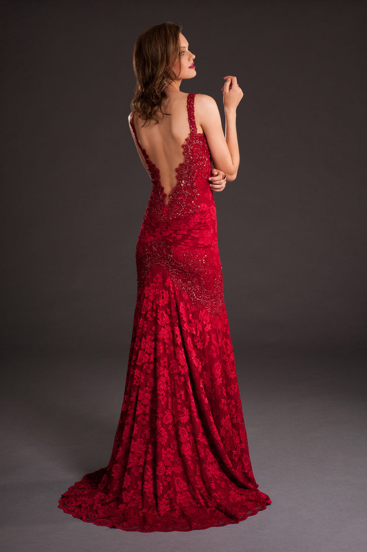 Chic Red Evening Gown-2