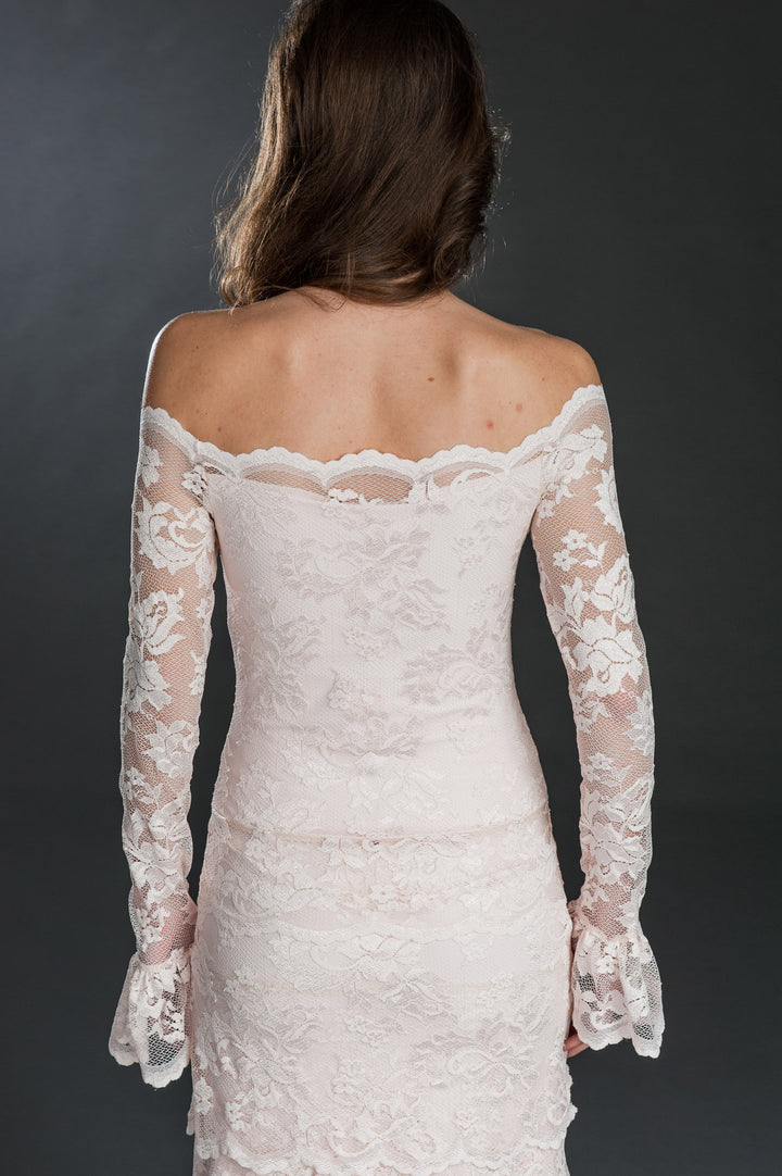 Shell Lace Top with Ruffle Detail-1