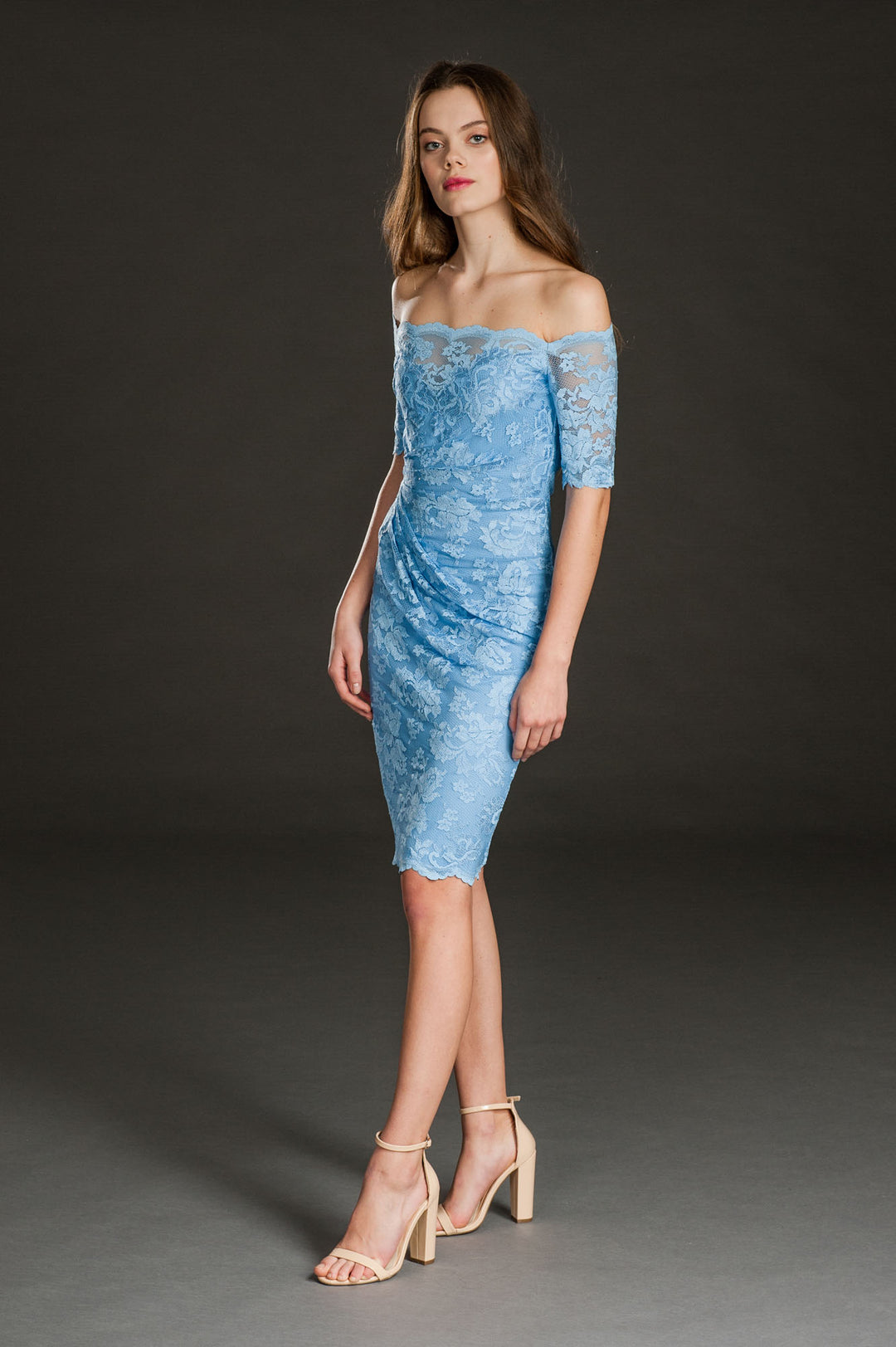 Off-Shoulder Lace Dress with Swarovski-2