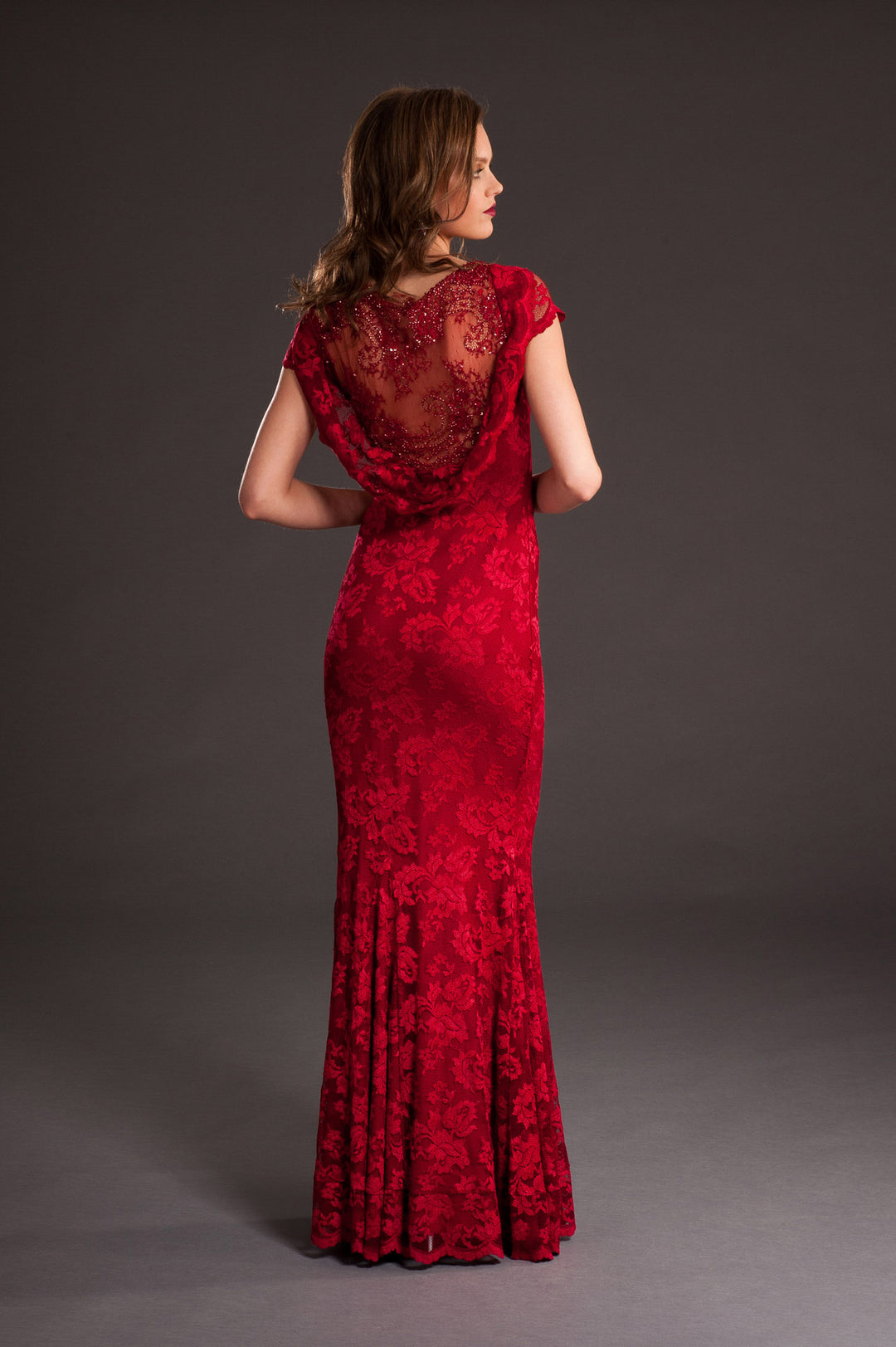 Sequin Back Fit n' Flare Long Gown-0