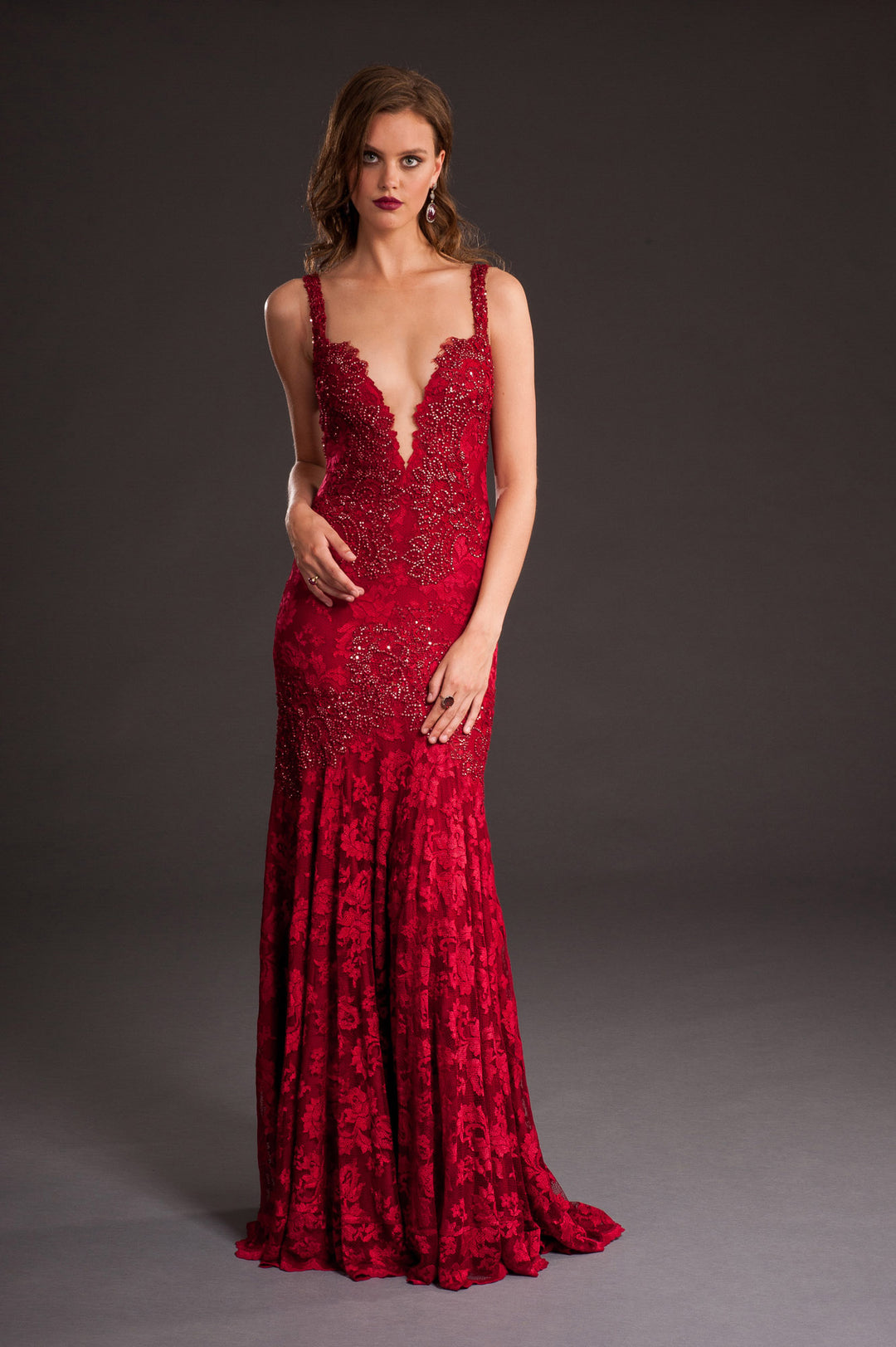 Chic Red Evening Gown-1