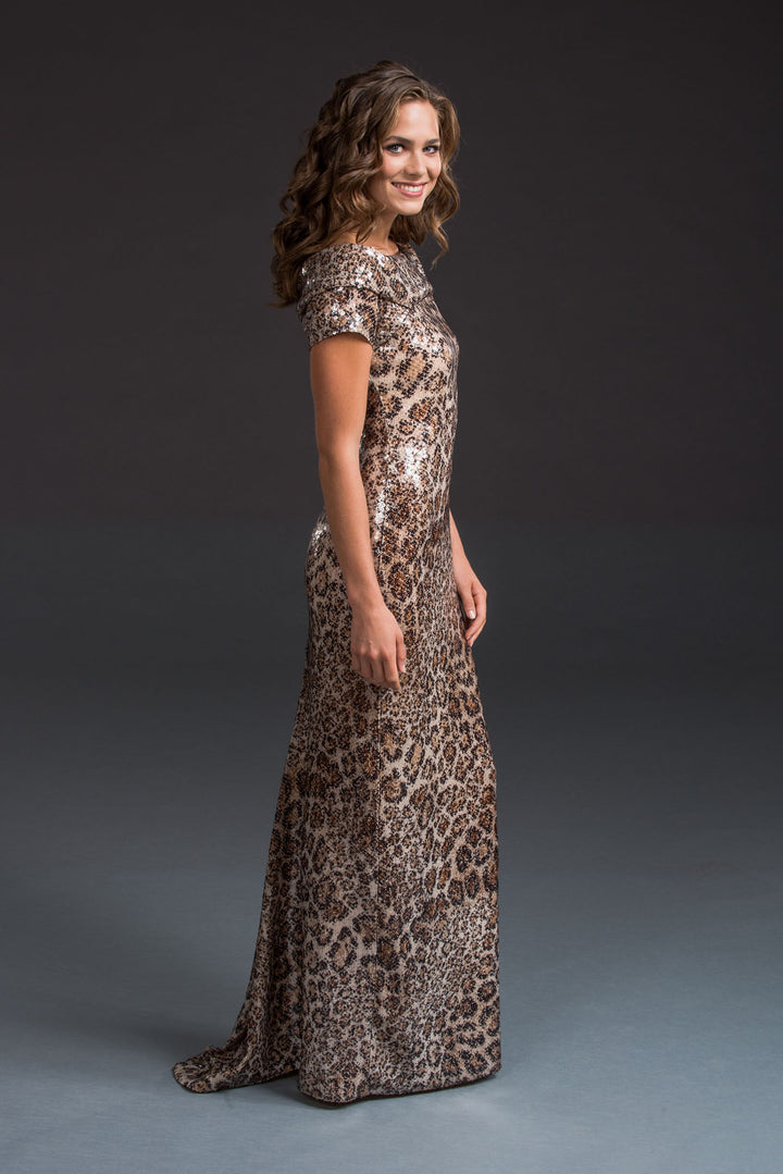 Animal Printed Sequin Gown-4