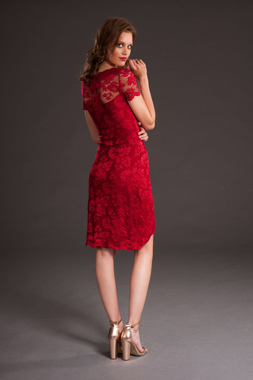 Jester Red Cocktail Dress with Elegant Slit-1