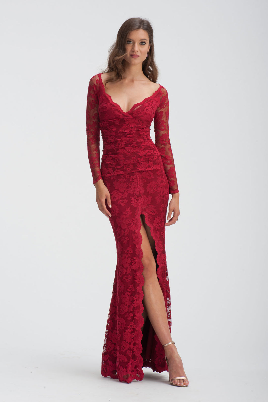 Elegant V Gown with Split-0