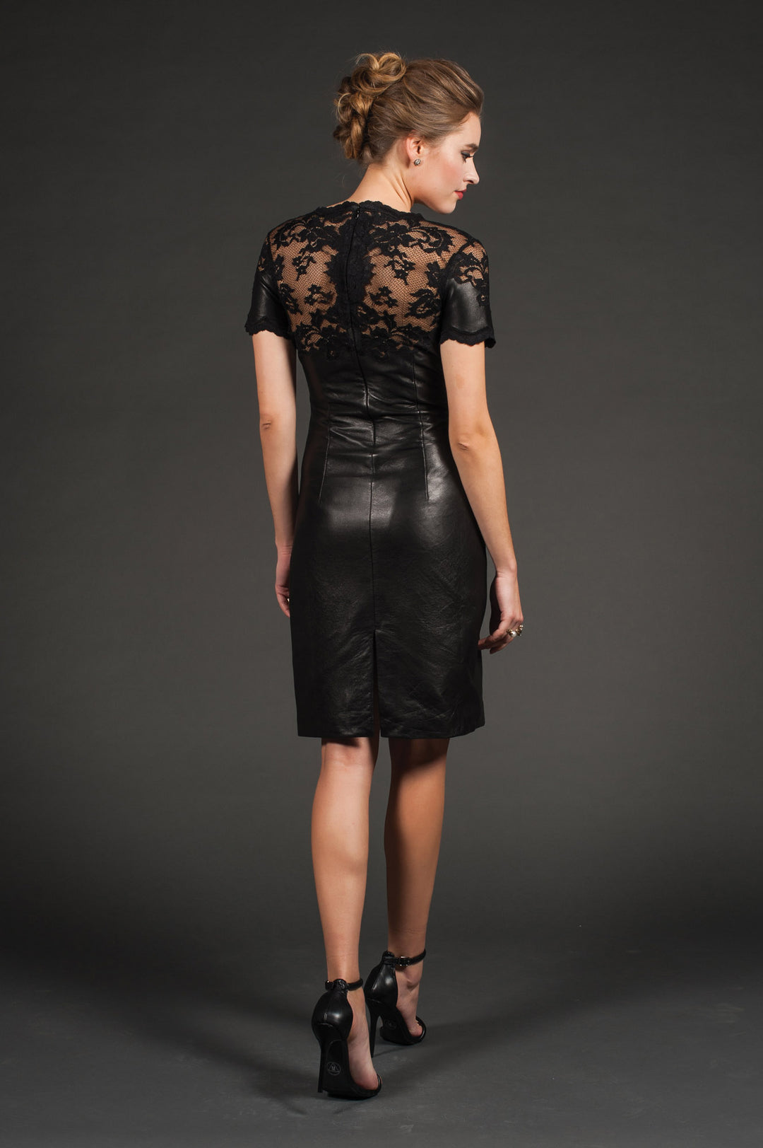 Black Bodycon Leather Dress-1
