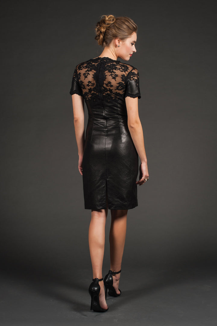 Black Bodycon Leather Dress-1