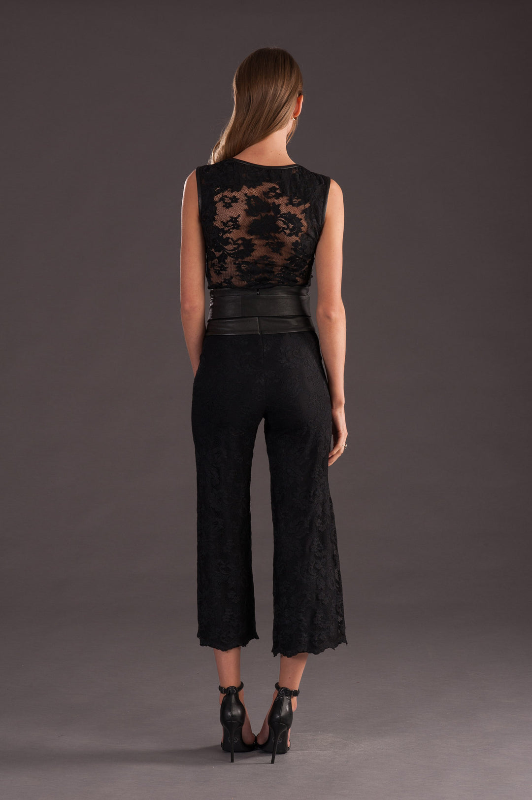 Black Lace & Leather Trousers-3