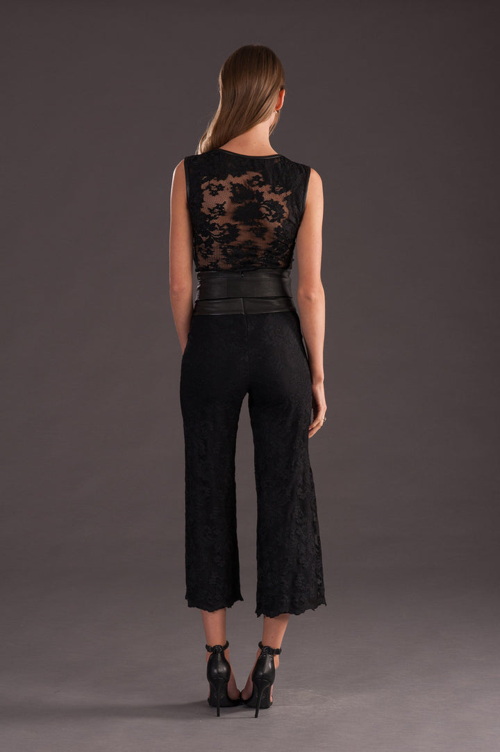 Black Lace & Leather Trousers-3