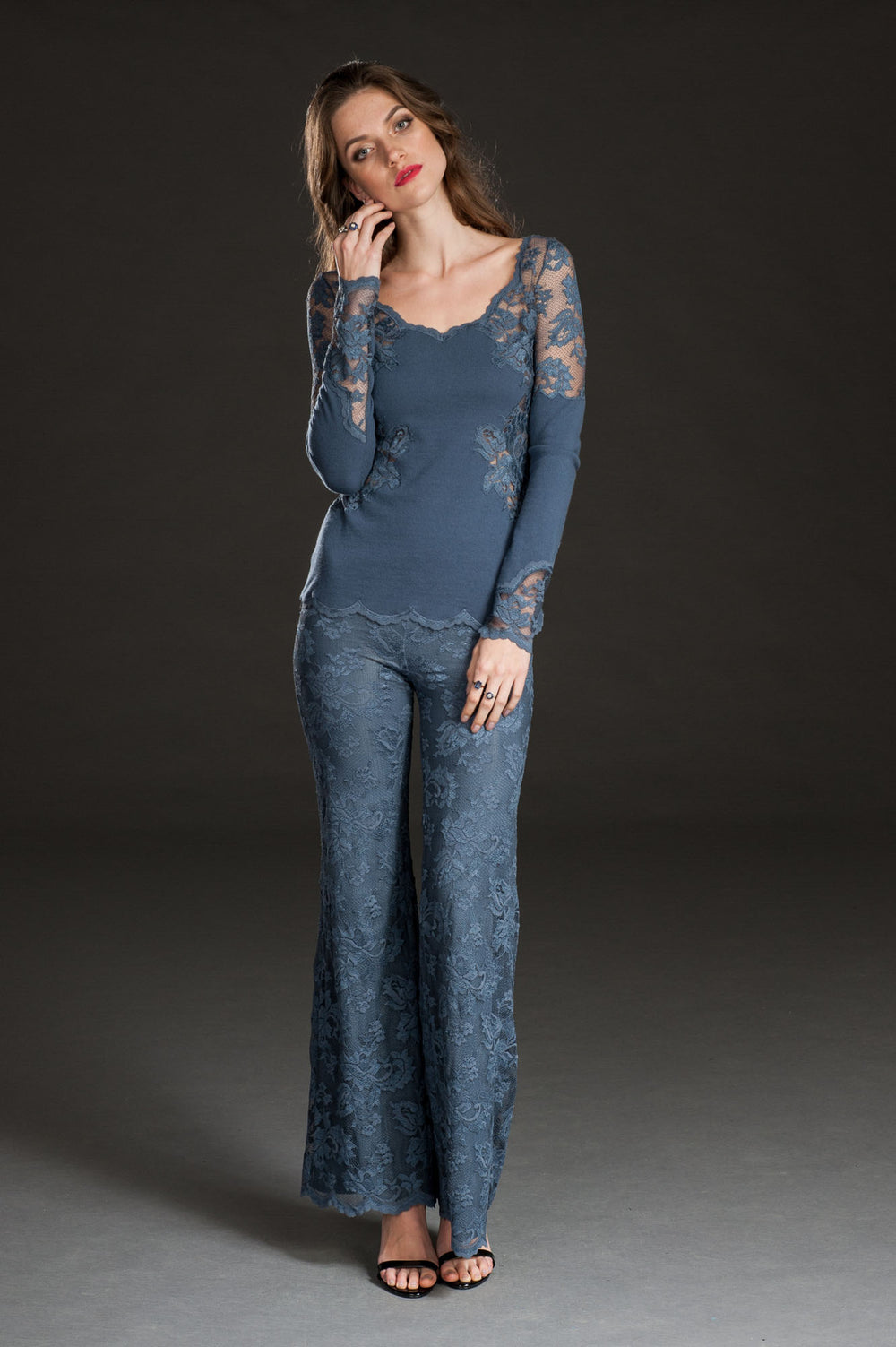 Blue Cashmere & Lace Sweater-1