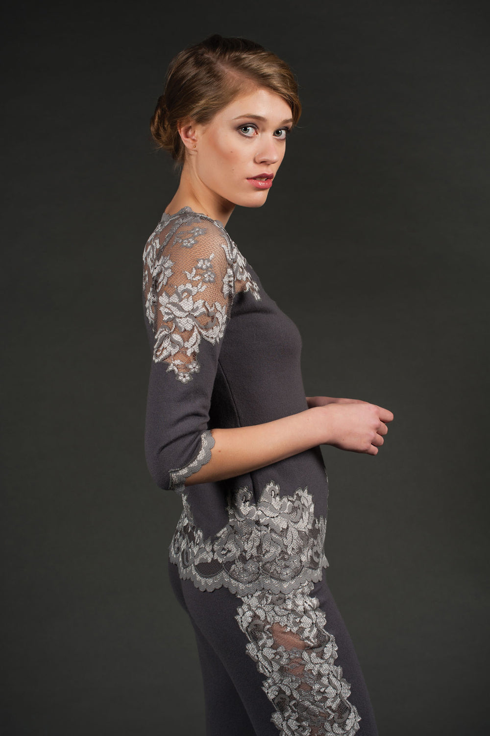 Grey Cashmere & Lace Sweater-1