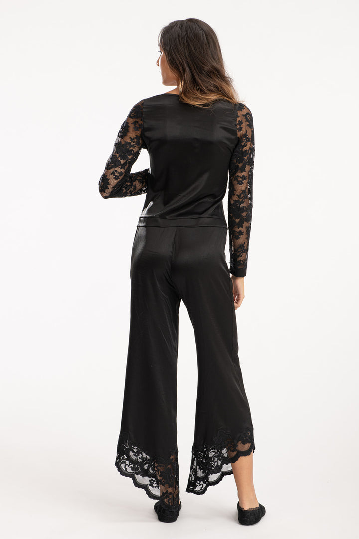 Silk Pajama Pants with Lace-2
