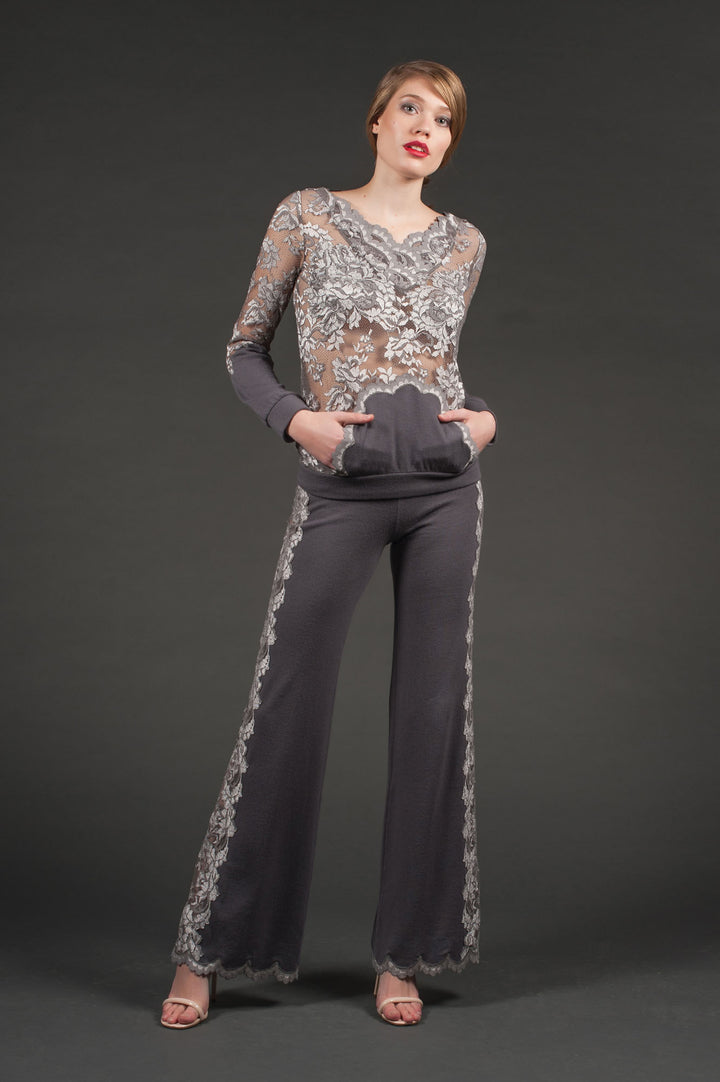 Grey Cashmere & Lace Hoody-3