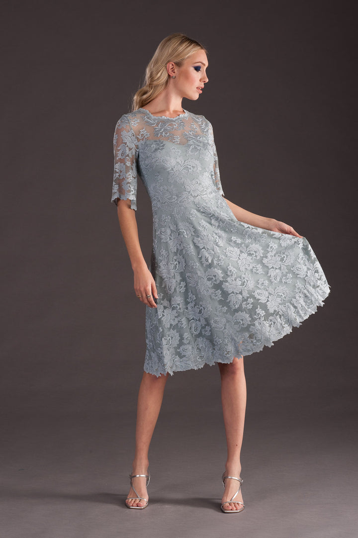 Soft Grey A-Line Midi Dress-0