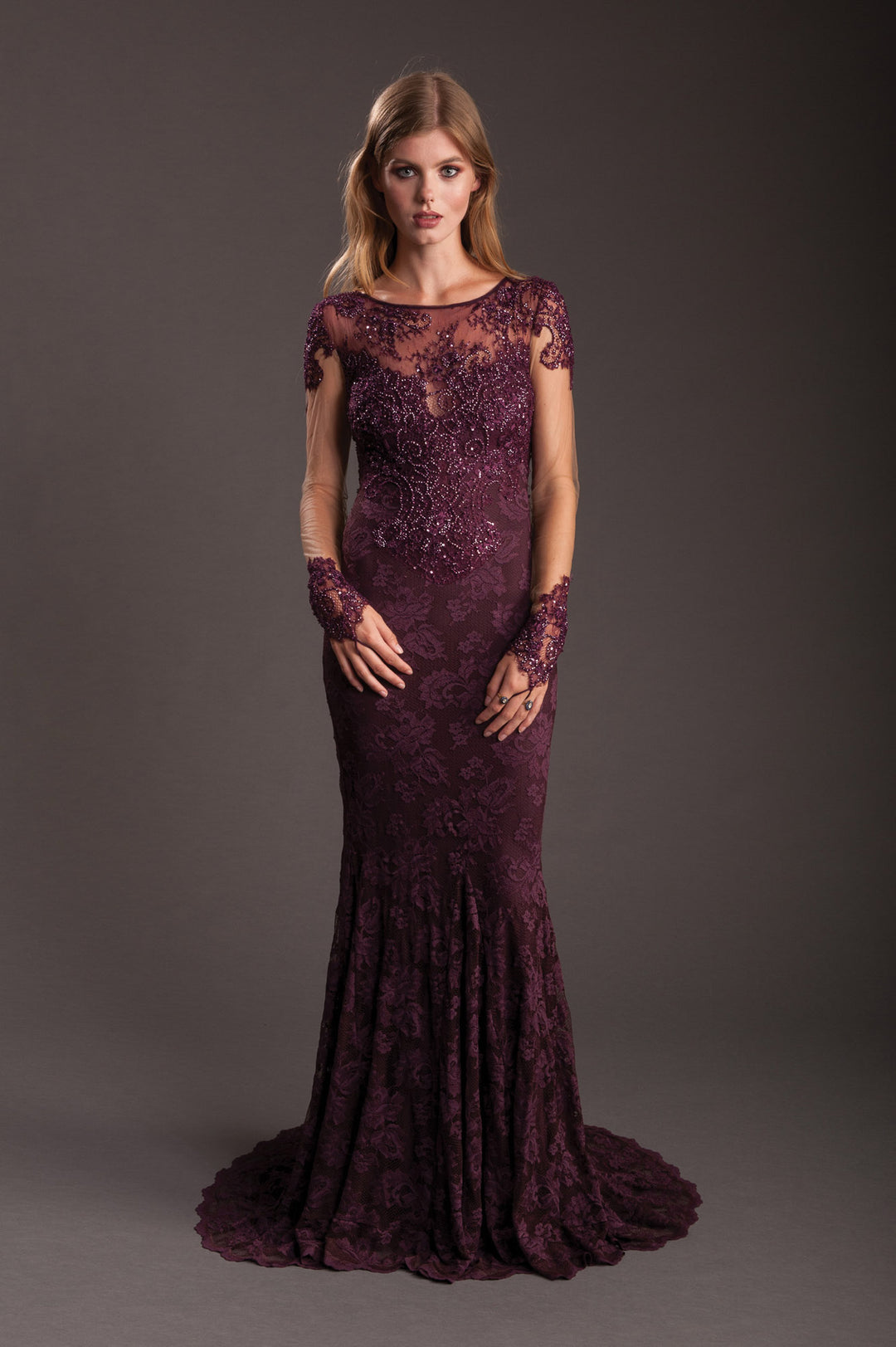Bordo Evening Gown with Open Back-0