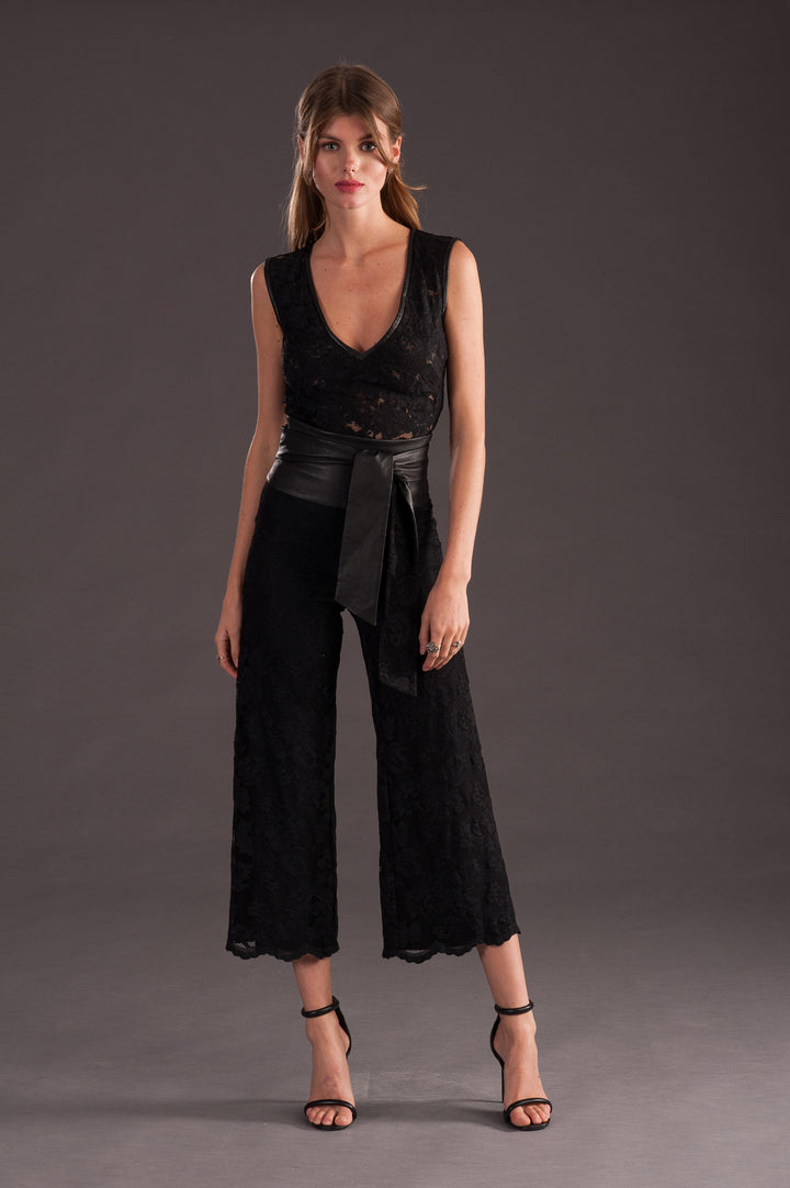 Black Lace & Leather Trousers-2