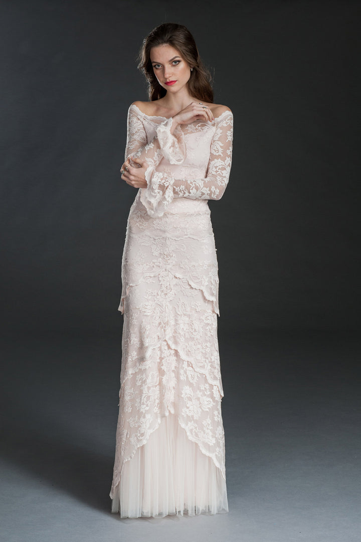 Floor Length Lace Skirt with Layers-0