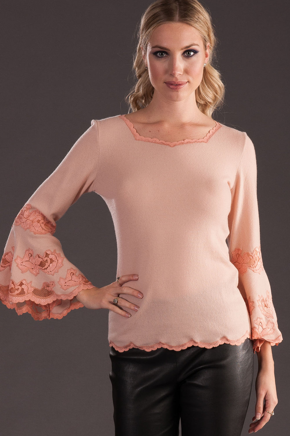 Cashmere Sweater with Flare Sleeves-1